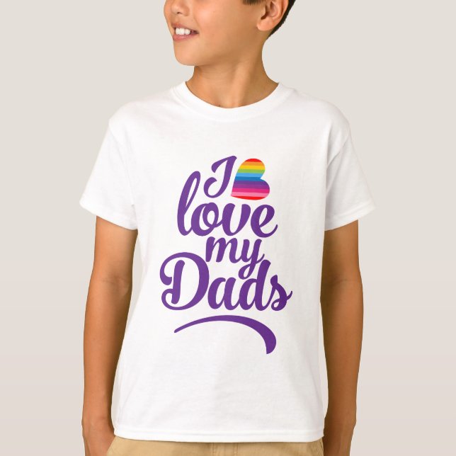 I Kärlek Mina Pappor - Pridet HBT TQ Fars dag T Shirt (Framsida)