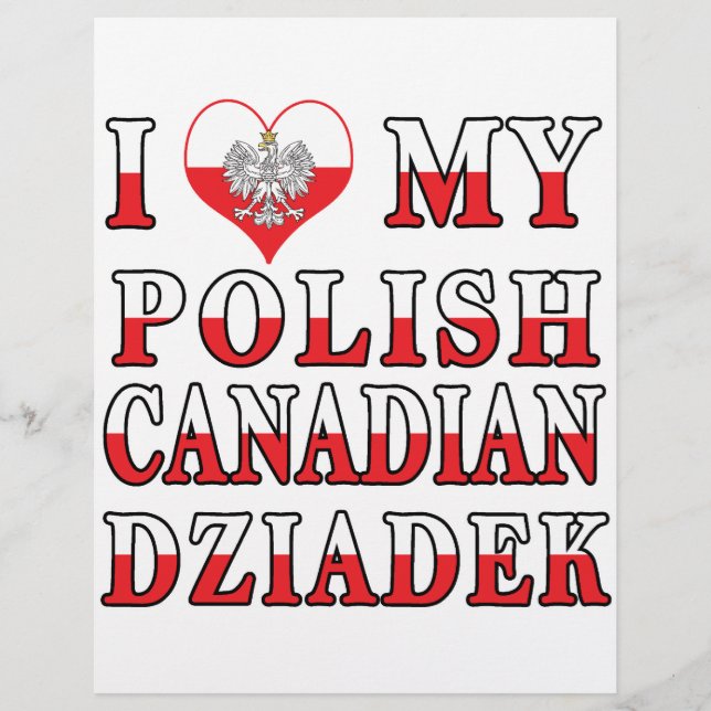 I Kärlek Mina polska kanadensiska Dziadek Flagga (Framsida)