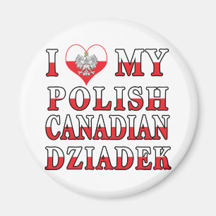 I Kärlek Mina polska kanadensiska Dziadek Flagga Magnet