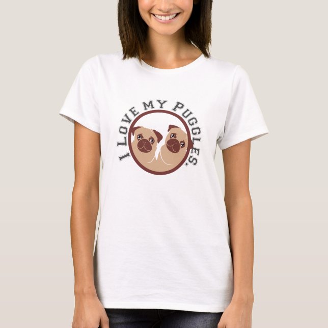 i kärlek, mina puggar tee shirt (Framsida)