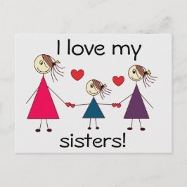 I kärlek mina systrar Cute Sisters Kärlek Vykort