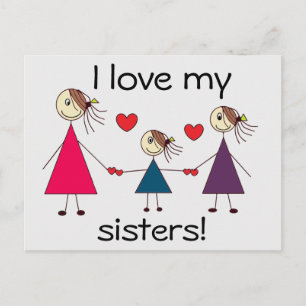 I kärlek mina systrar Cute Sisters Kärlek Vykort
