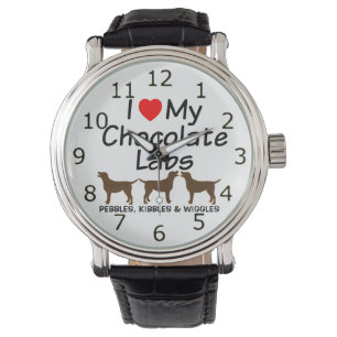 I Kärlek Mina tre chokladlab Hundar Armbandsur