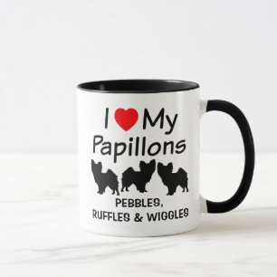 I Kärlek mina tre Papillon Hundar Mugg