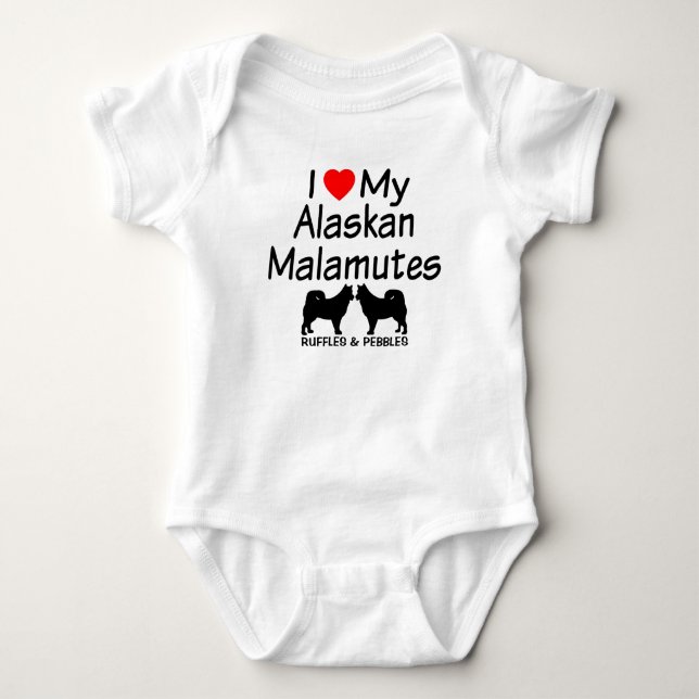 I Kärlek Mina två Alaska Malamute Hundar Tee (Framsida)