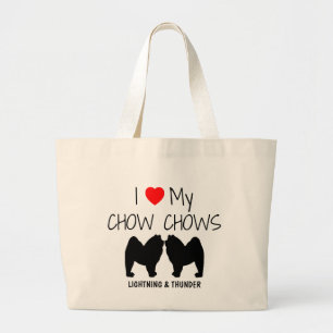 I Kärlek Mina två Chow Chow Hundar Jumbo Tygkasse