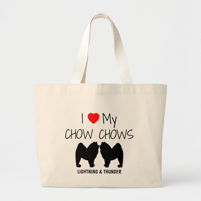 I Kärlek Mina två Chow Chow Hundar Jumbo Tygkasse (Framsidan)