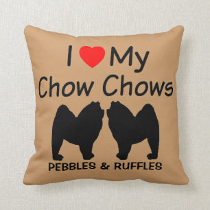 I Kärlek Mina två Chow Chow Hundar Kudde