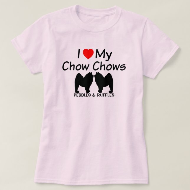 I Kärlek Mina två Chow Chow Hundar Tee (Design framsida)