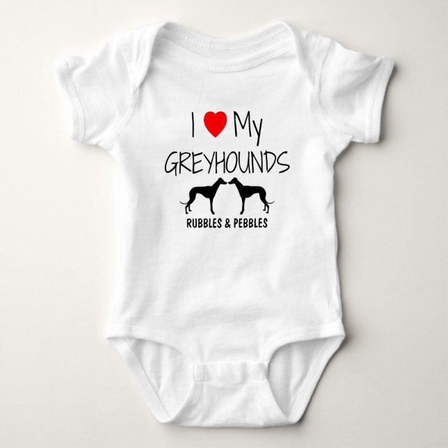 I Kärlek Mina två greyhound T Shirt (Framsida)