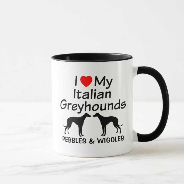 I Kärlek Mina två italienska Greyhounds Mugg (Höger)