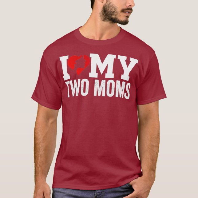 I Kärlek Mina två Mammor Lesbisk Tshirt - Mamma He T Shirt (Framsida)