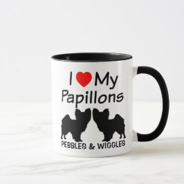 I Kärlek Mina två papillon Hundar Mugg