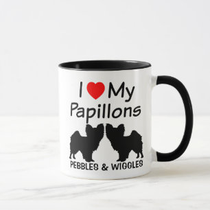 I Kärlek Mina två papillon Hundar Mugg