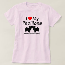 I Kärlek Mina två Papillon Hundar Shirt T