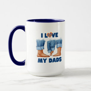 I Kärlek Mina två Pappor med Pride Mugg