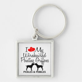 I Kärlek Mina två vidaresändningsgaller Fyrkantig Silverfärgad Nyckelring