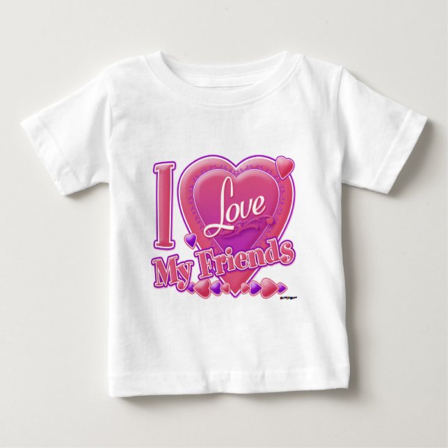I Kärlek Mina vänner rosa/lila - hjärtat Tee (Framsida)