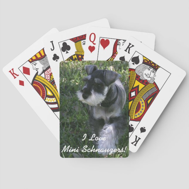 I Kärlek Mini Schnauzers Deck of Cards Kortlek (Baksidan)