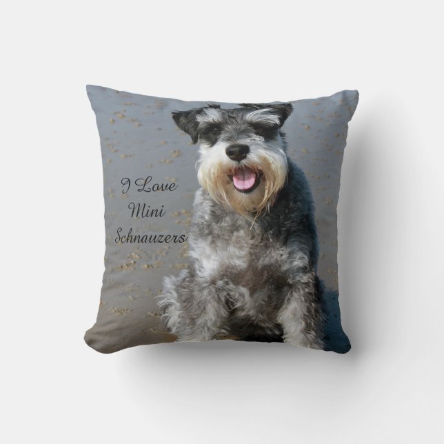 I Kärlek Mini Schnauzers Dekorativ kudde (Framsida)