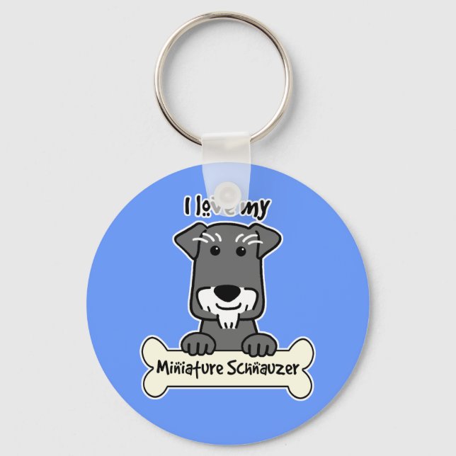 I Kärlek Miniature Schnauzers Nyckelring (Framsida)