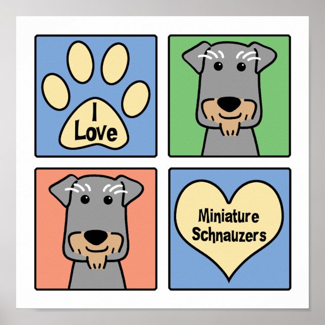 I Kärlek Miniature Schnauzers Poster (Framsidan)