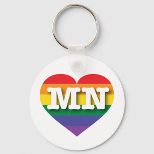 I kärlek Minnesota Gay pride Rainbow Heart Nyckelring