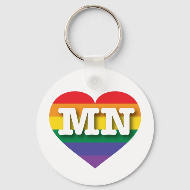 I kärlek Minnesota Gay pride Rainbow Heart Nyckelring (Framsida)