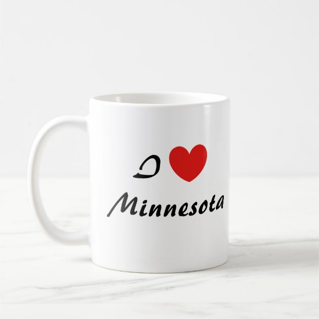 I Kärlek Minnesota Heart Typography Coffee Mugg (Vänster)
