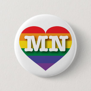 I Kärlek Minnesota Rainbow Heart Knapp