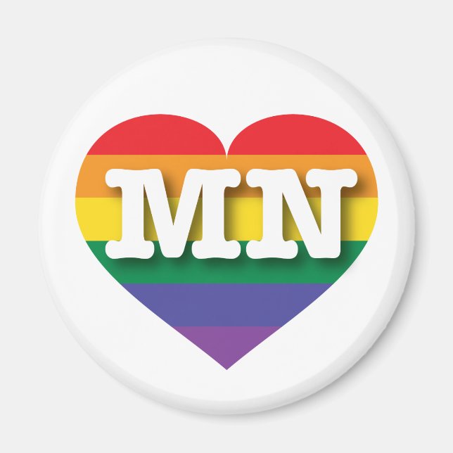 I Kärlek Minnesota Rainbow Heart Magnet (Framsidan)