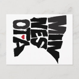 I Kärlek Minnesota State Karta Art Vykort