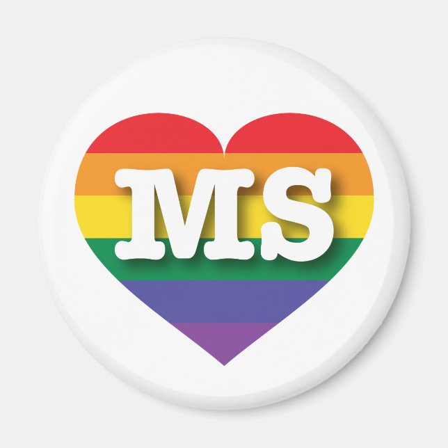 I Kärlek Mississippi Rainbow Heart Magnet (Framsidan)