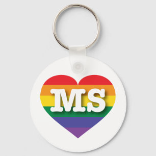 I Kärlek Mississippi Rainbow Heart Nyckelring
