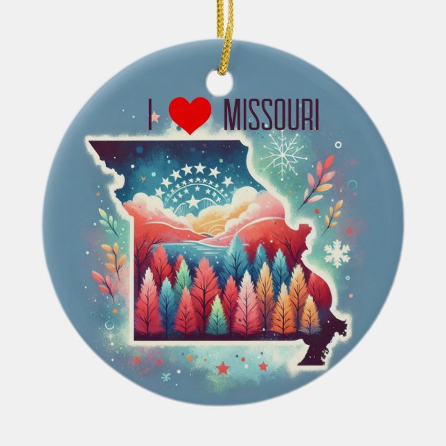 I Kärlek Missouri Julgran Julgransprydnad Keramik (Framsidan)