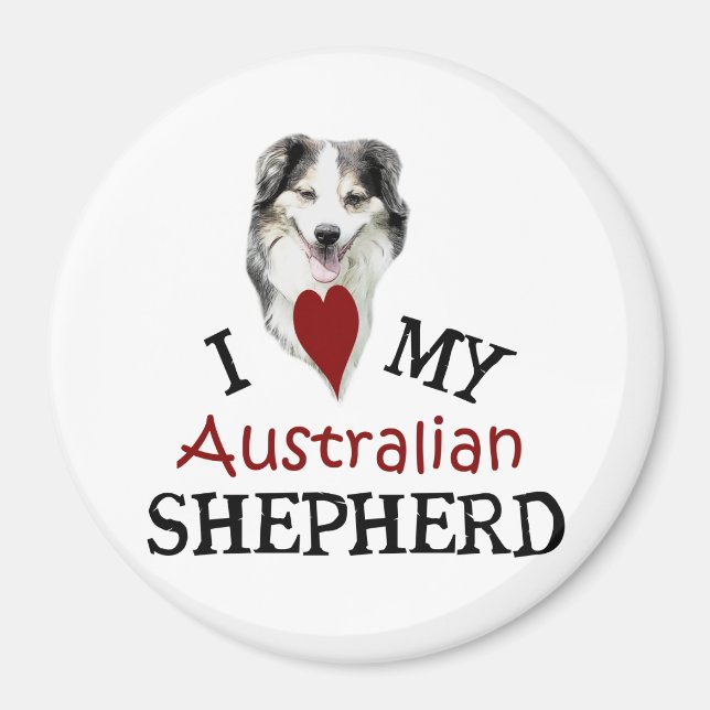 I kärlek mitt Australian shepherd Magnet (Framsidan)