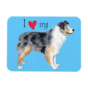 I Kärlek mitt Australian shepherd Magnet