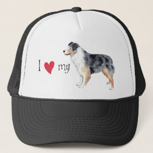 I Kärlek mitt Australian shepherd Truckerkeps