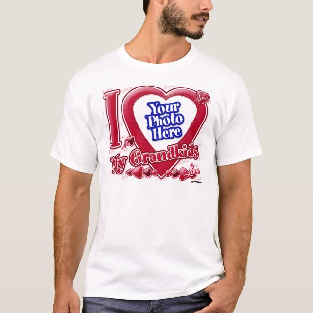 I Kärlek Mitt Barnbarn röda hjärta - foto T Shirt (Framsida)
