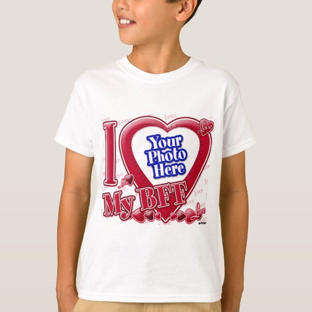 I Kärlek Mitt BFF-röda hjärta - foto Tee Shirt (Framsida)