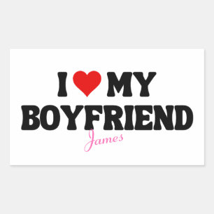 I Kärlek mitt Boykompis Heart Romantic Custom Name Rektangulärt Klistermärke
