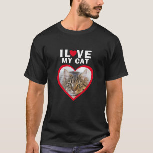 I kärlek mitt Cat Red Heart Photo Pet Namn T Shirt