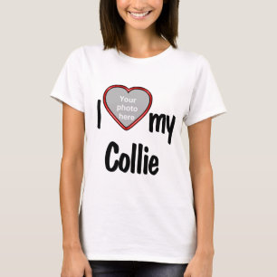 I Kärlek mitt Collie Cute Red Heart Photo Ram T Shirt