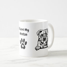 I Kärlek mitt CONTINENTAL BULLDOG Namn & Paw-utskr Kaffemugg