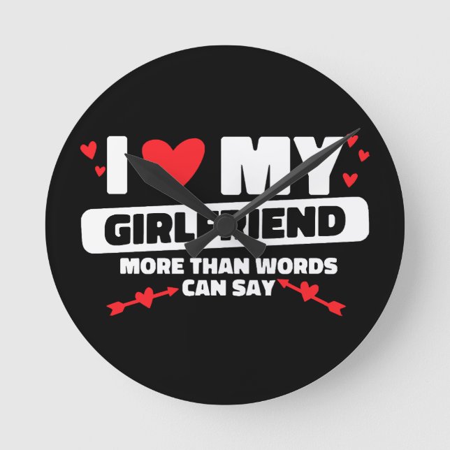 i kärlek mitt flickvänhjärta rund klocka (Framsida)