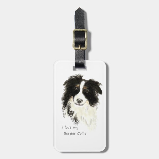 I kärlek mitt Gräns Collie Hund Pet Animal Bagagebricka (Vertikal Framsida)