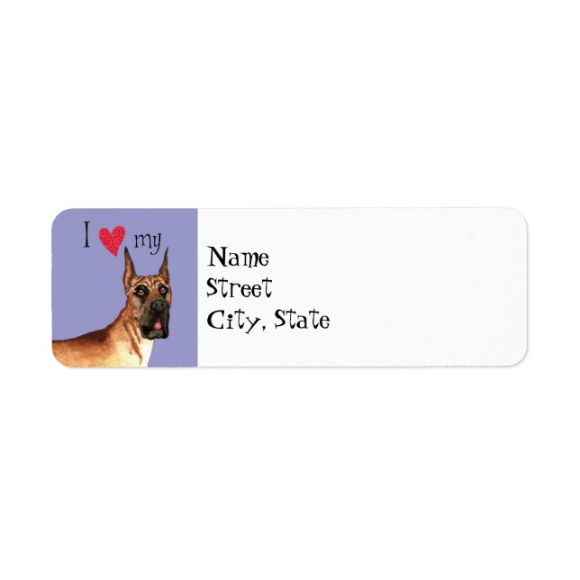 I Kärlek mitt Great dane Returadress Etikett (Framsidan)