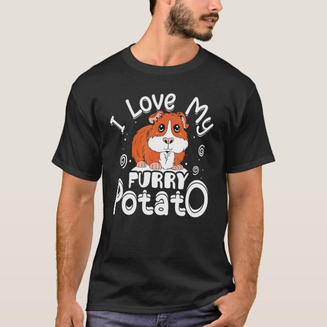 I Kärlek Mitt Hårig Potato Guinea Gris Cavy Animal T Shirt (Framsida)
