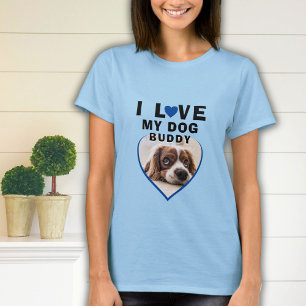I kärlek mitt Hund Blue Heart Pet Namn Photo T Shirt