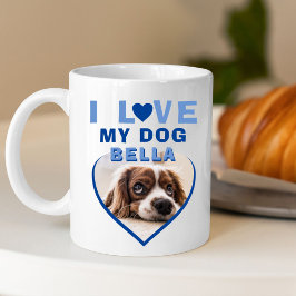 I kärlek mitt Hund Blue Heart Photo Hund Namn Kaffemugg